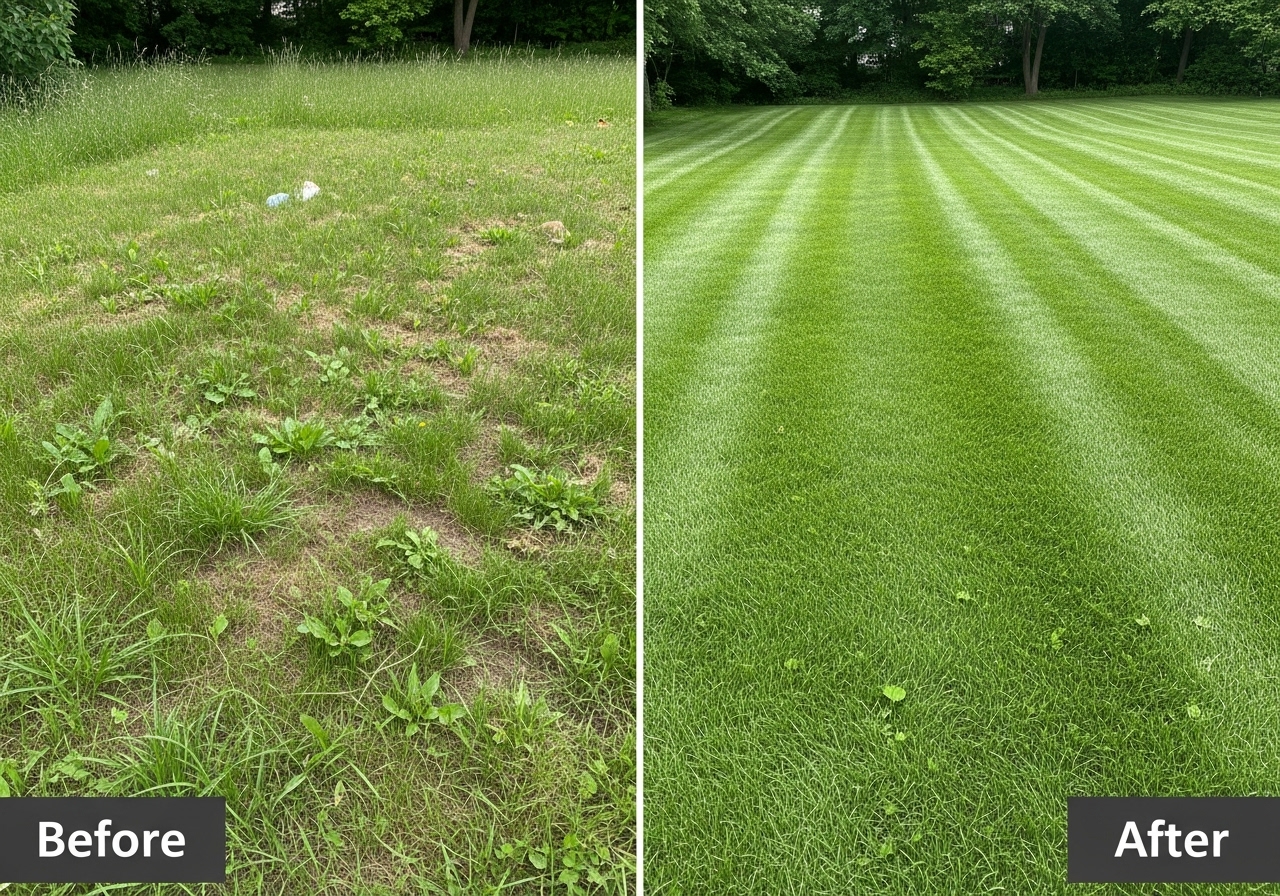 before and after lawn care