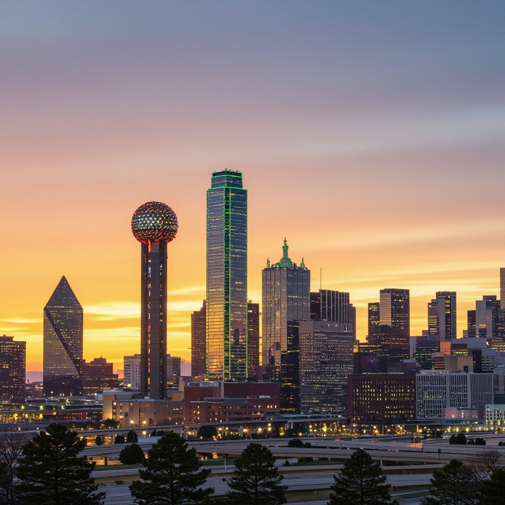 Dallas skyline at sunset