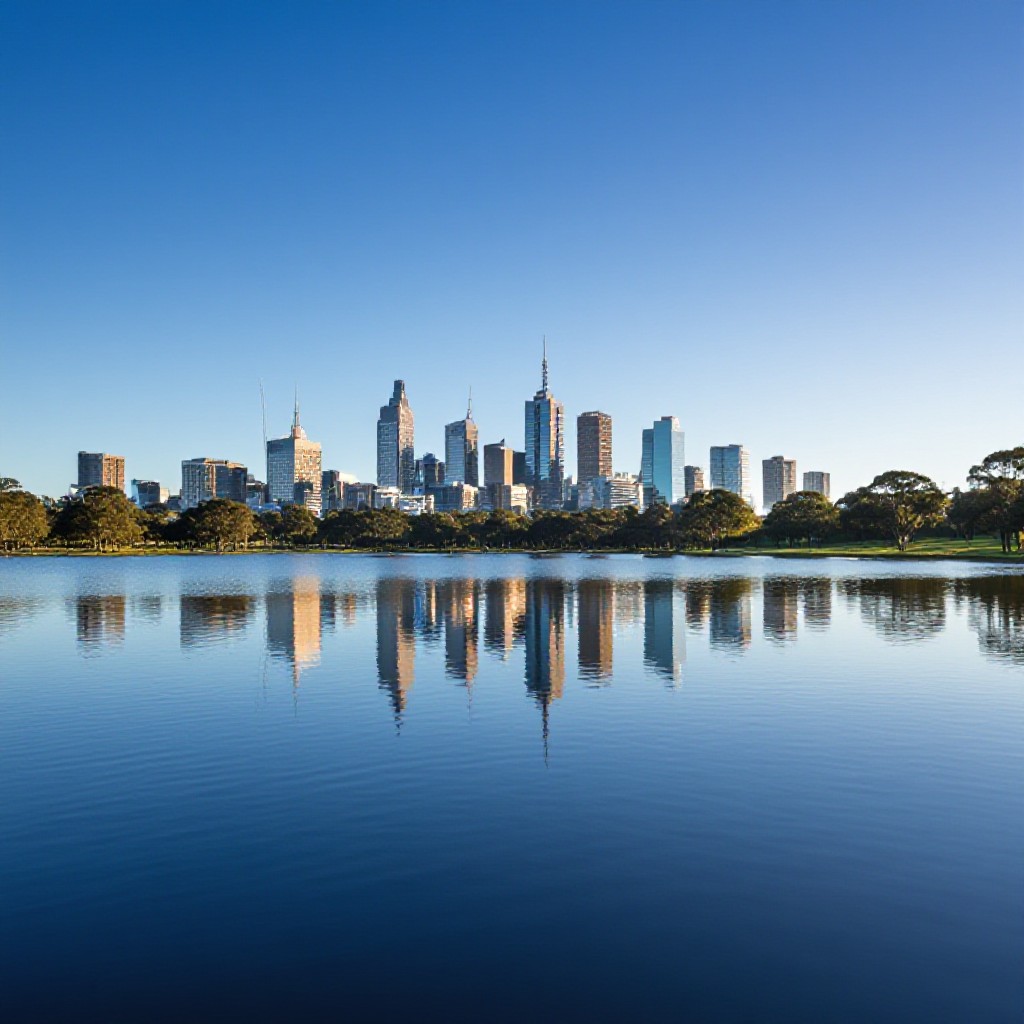 Albert Park lake and skyline