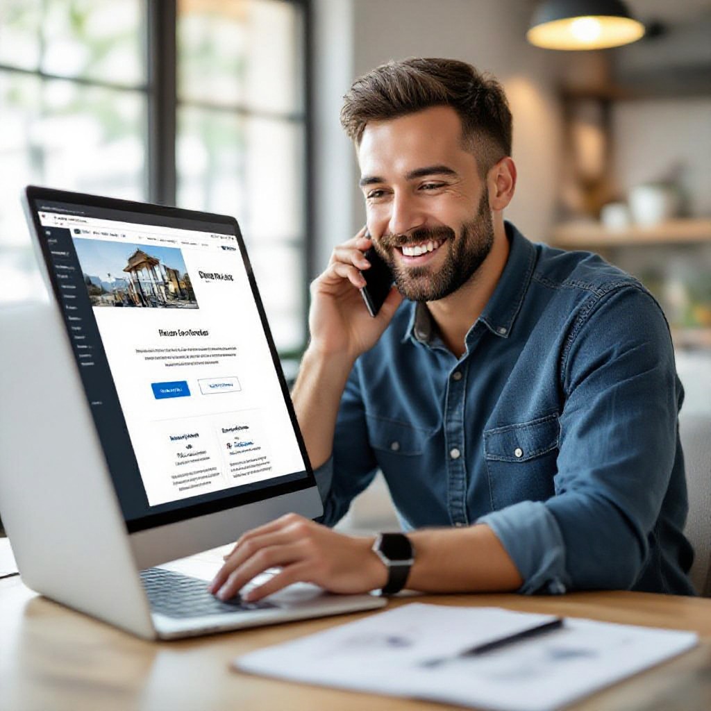 business owner previewing website