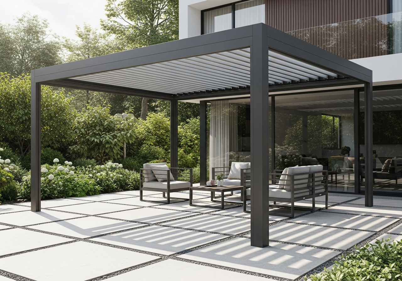 Freestanding louvered pergola