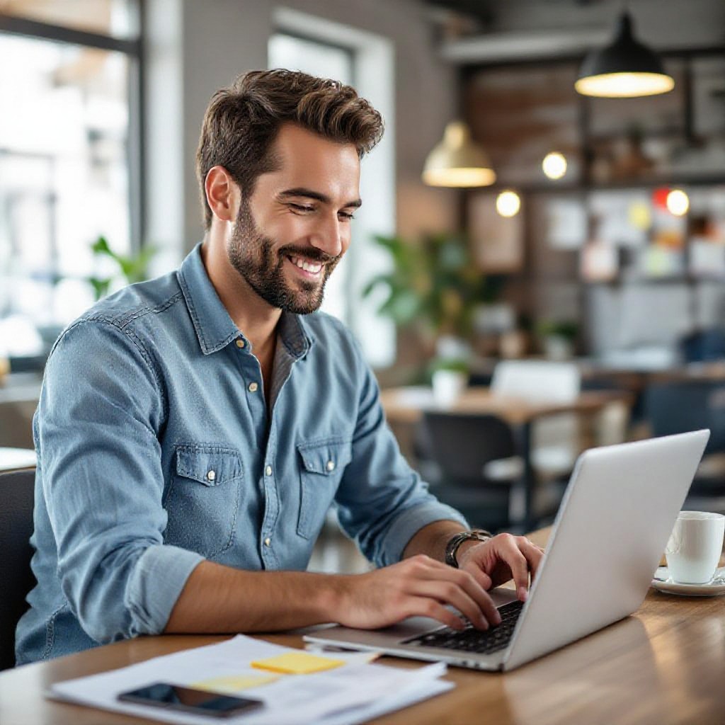 Professional copywriter at work