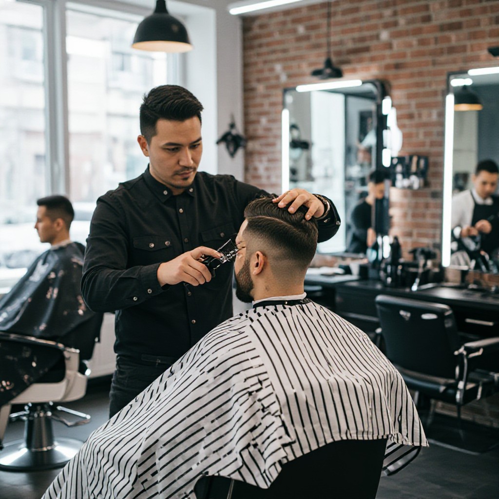 barber shop with customers