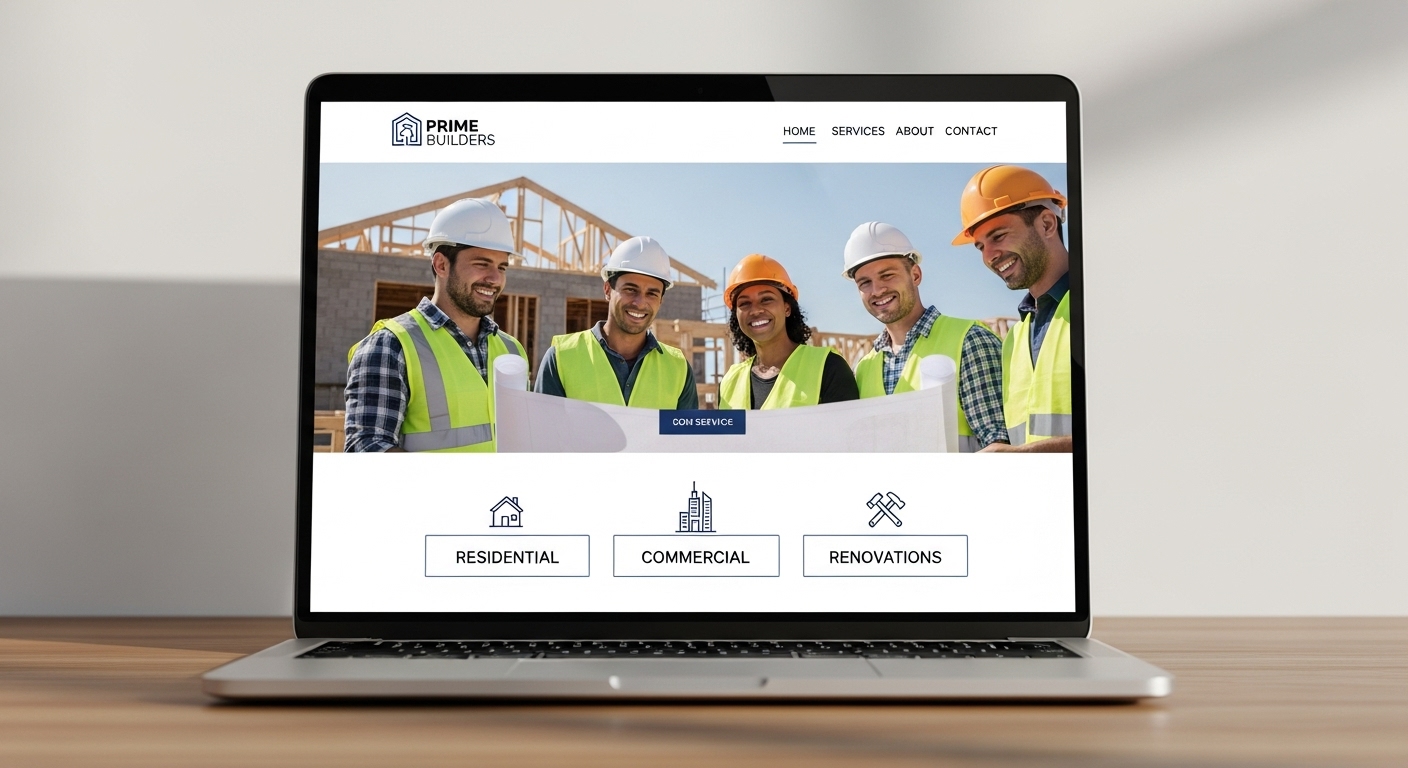 Contractor website homepage mockup