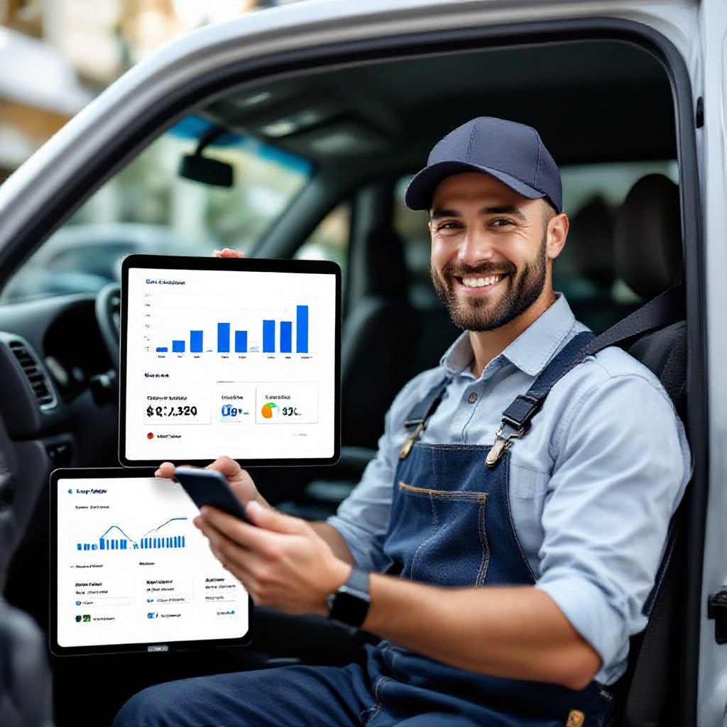 Small business owner with website analytics