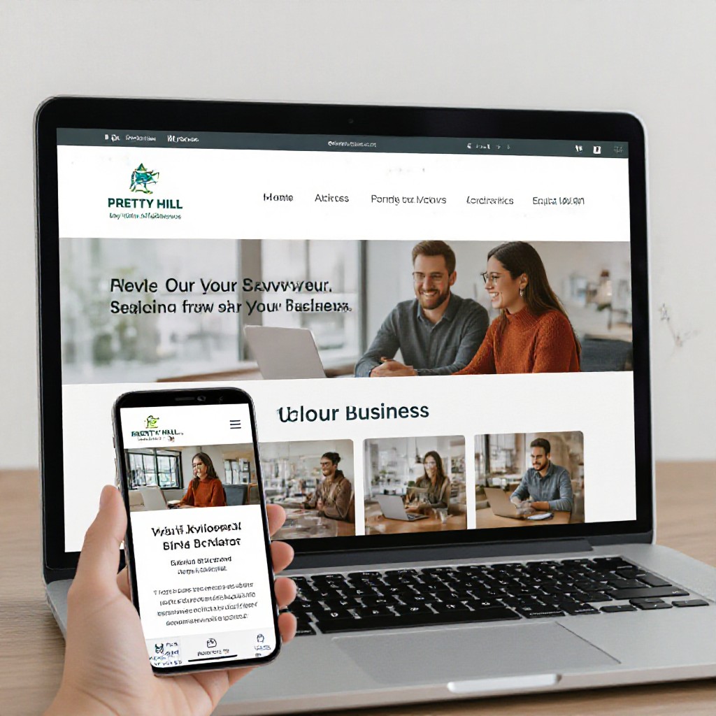 Pretty Hill business website on phone and laptop