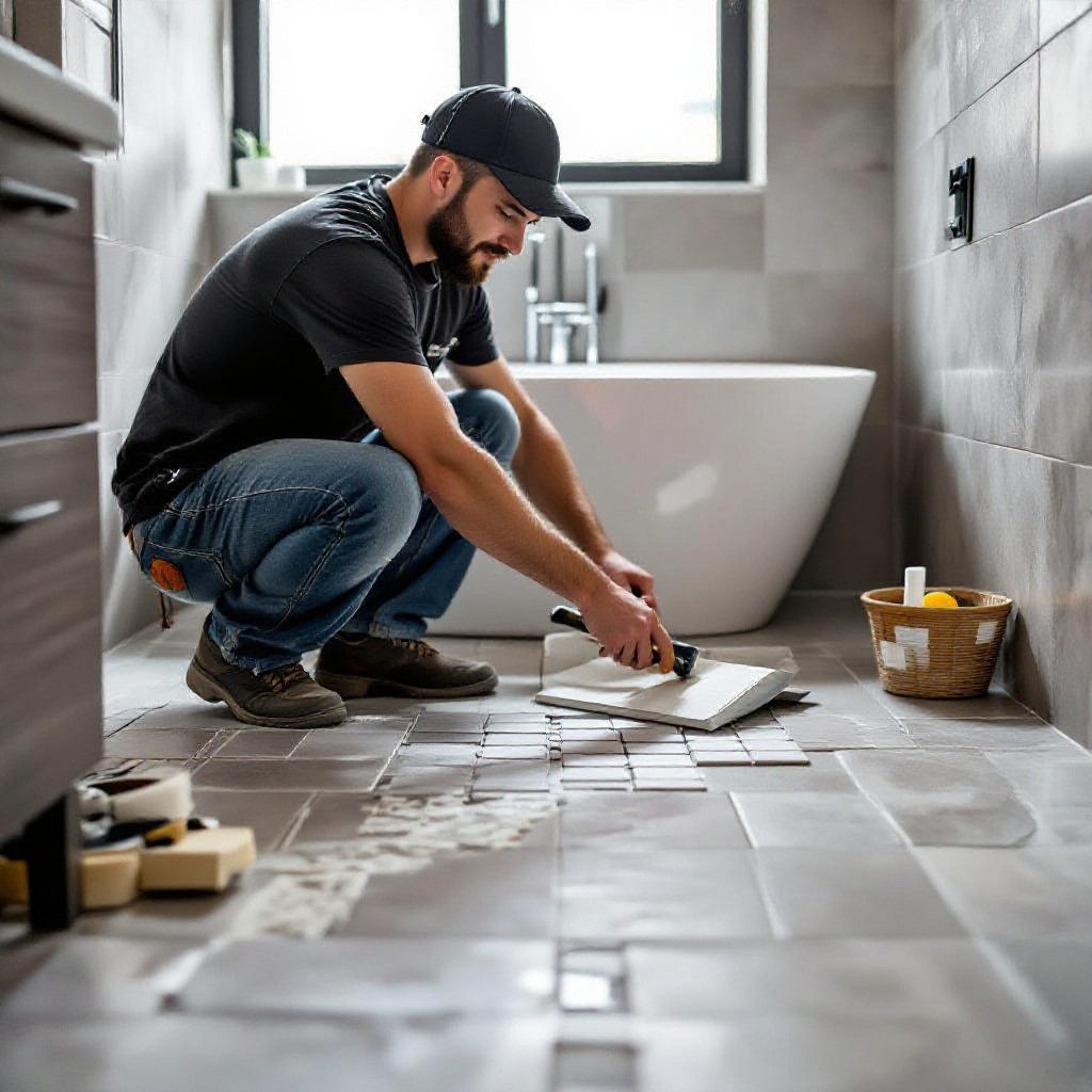 tiler installing tiles