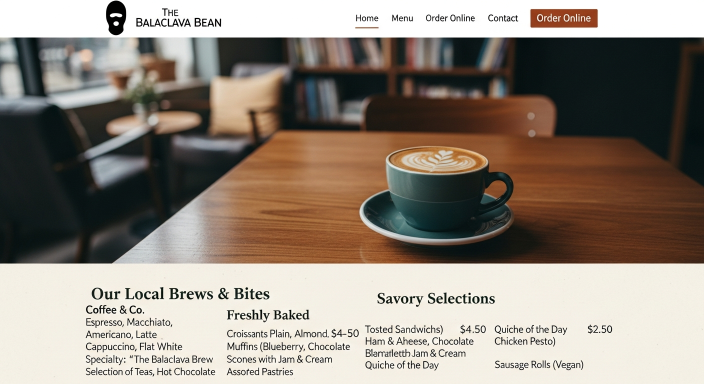 Balaclava café website