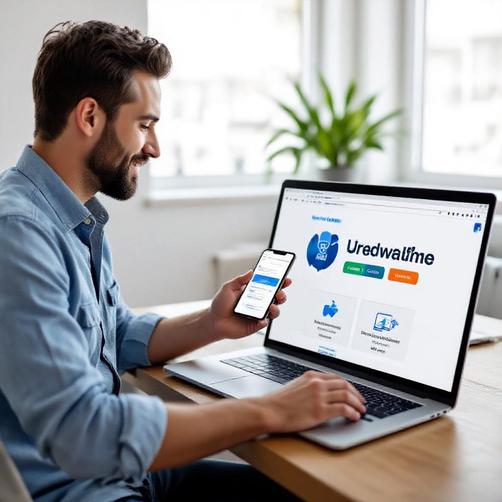 Comparing free website options on mobile and laptop