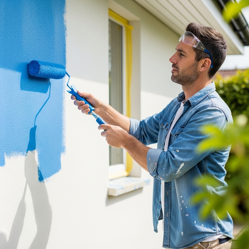 Painter applying paint