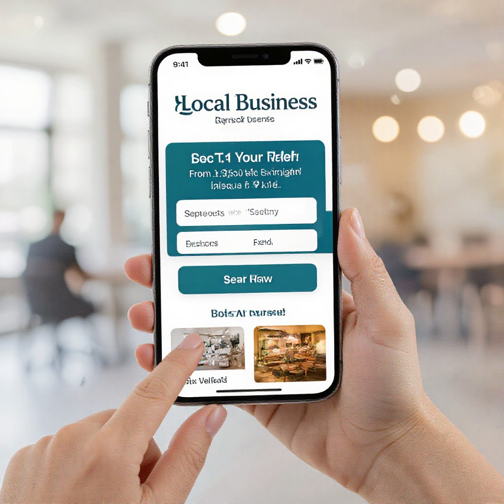 Local business website on phone