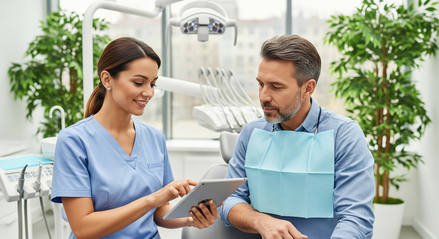 dentist reviewing treatment plan