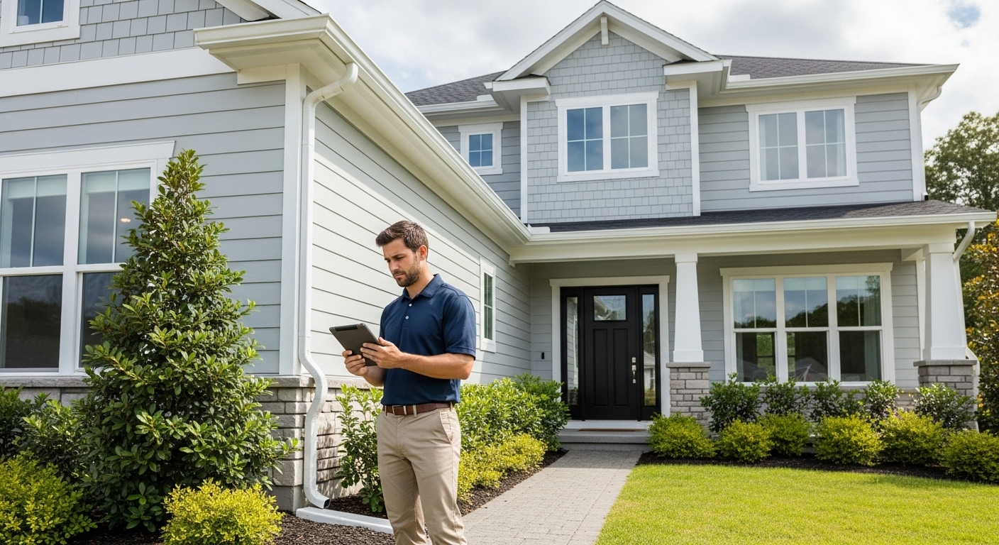 Home inspector using tablet