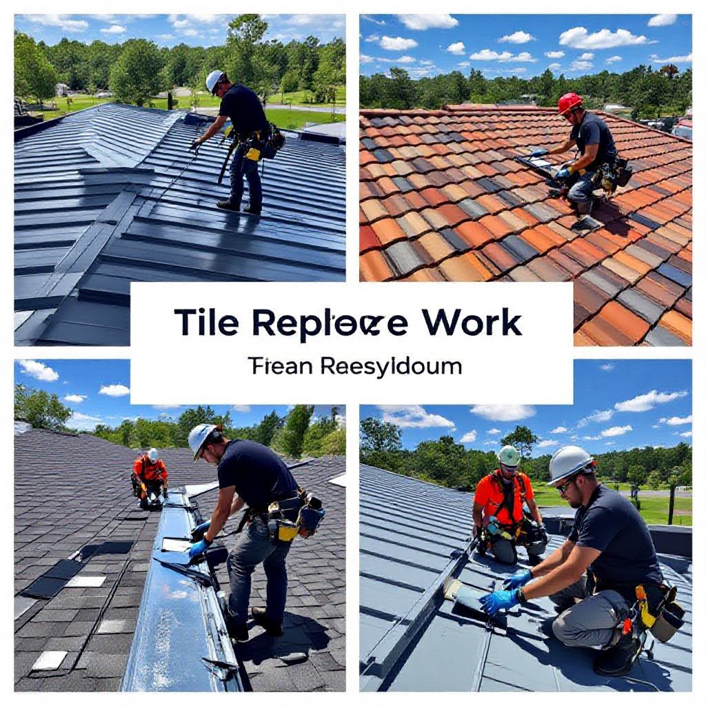 Roofing jobs collage