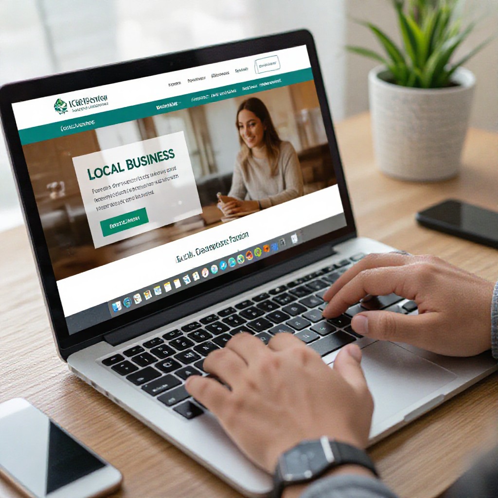local business website on laptop