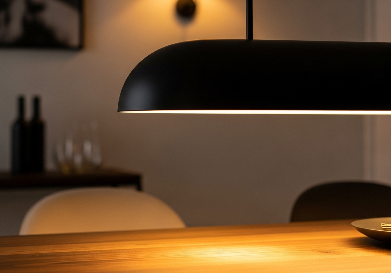 Pendant lighting in dining room