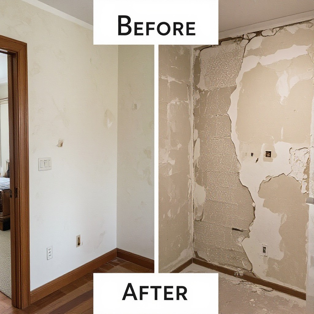 Before and after plaster repair