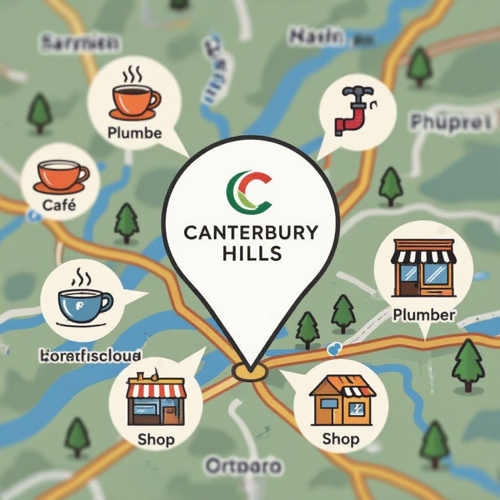 Canterbury Hills local area map and businesses