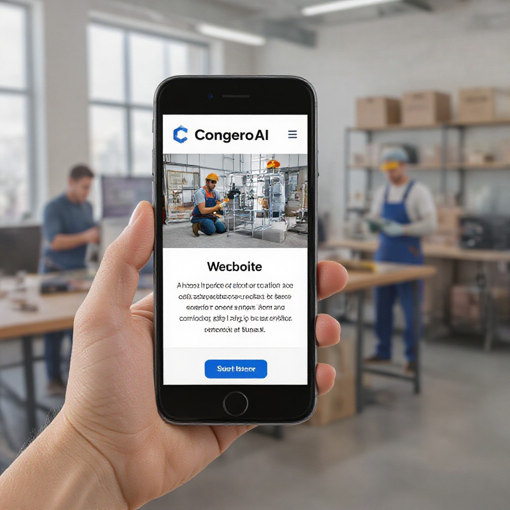 Congero building a website preview on a smartphone