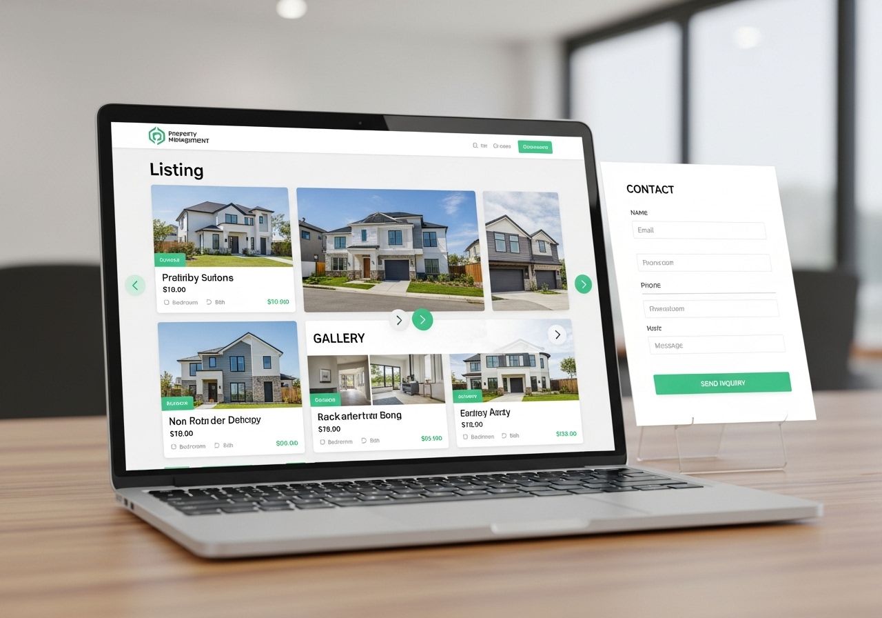 property listings page on laptop