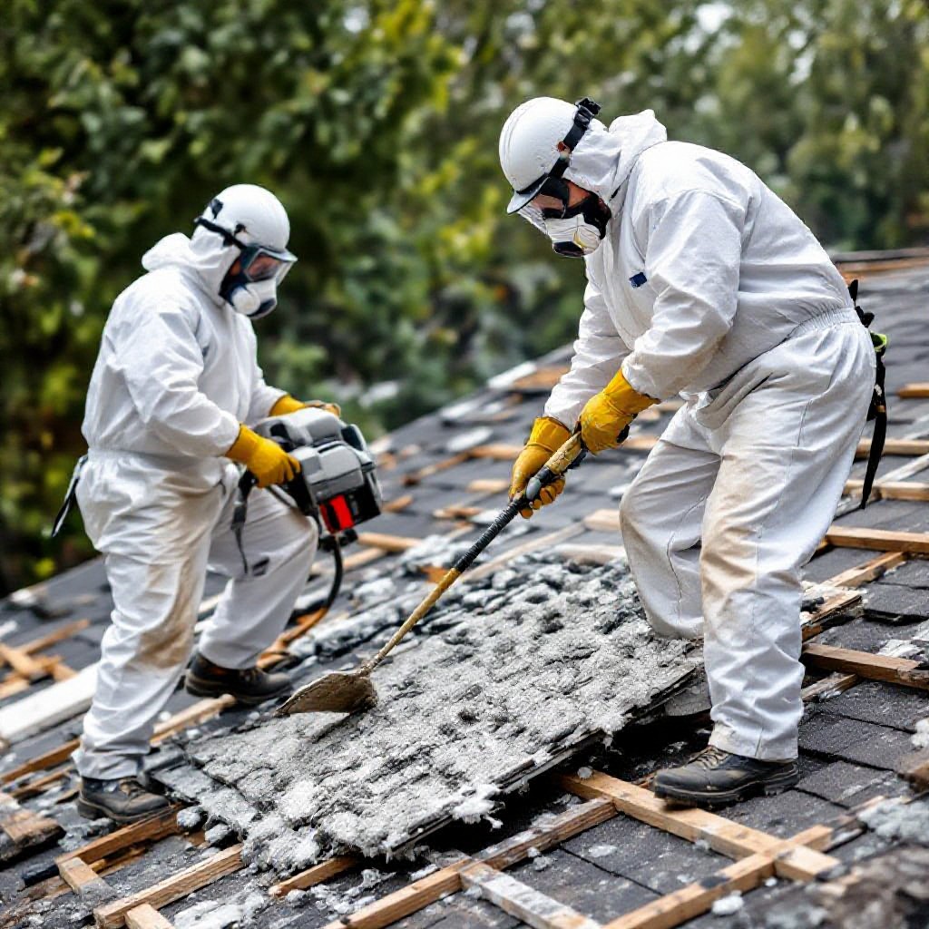 Asbestos removal team at work
