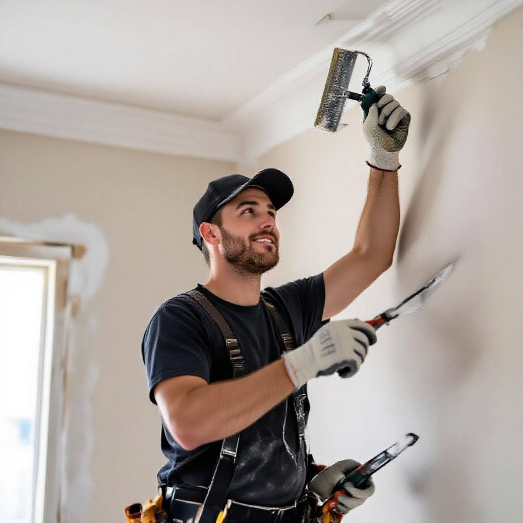 plasterer finishing cornice