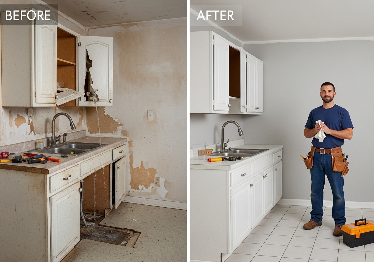 before and after handyman repair