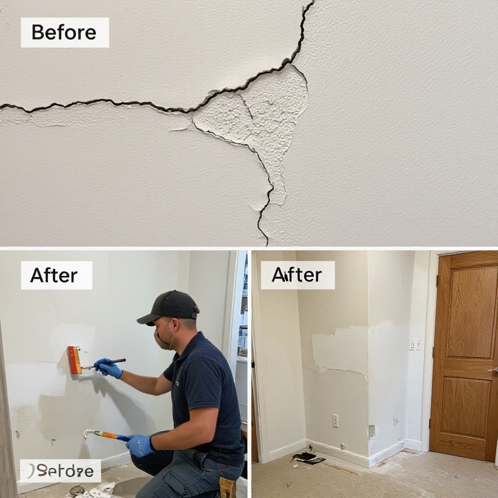 Before and after plaster repair