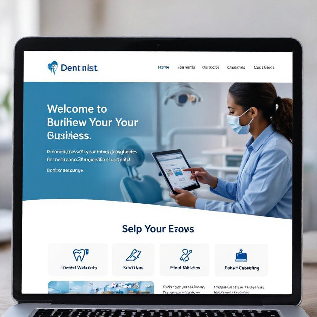 Dentist showing website to patient