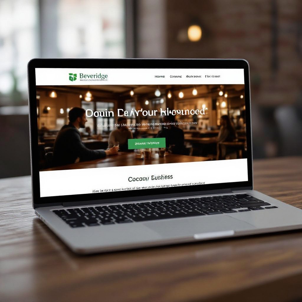 Local Beveridge business website on laptop