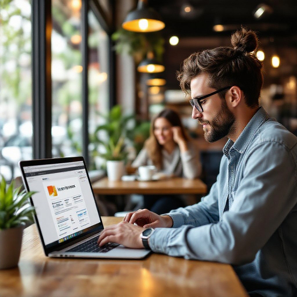 Comparing website builders on laptop