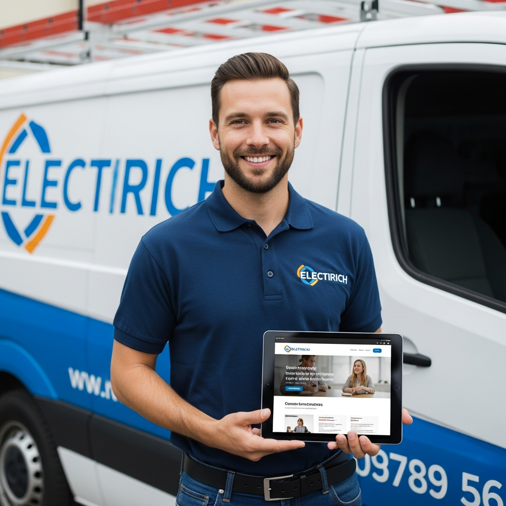 Electrician website on tablet