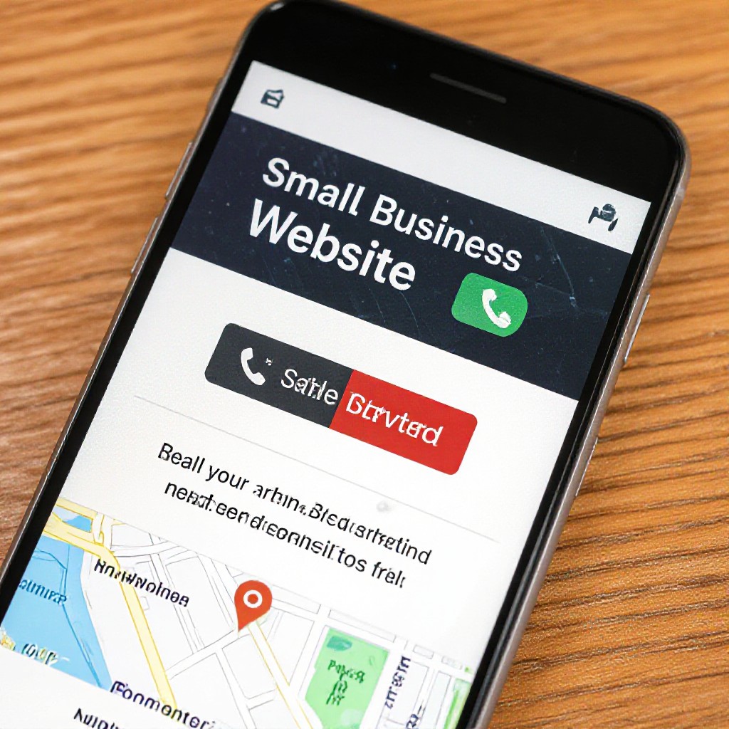 mobile small business website showing call button and map