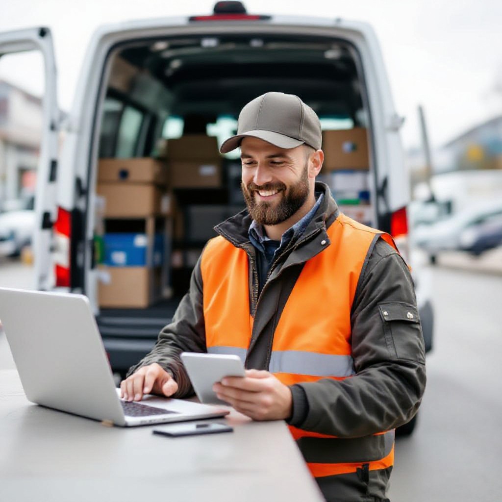 small business owner checking website on tablet