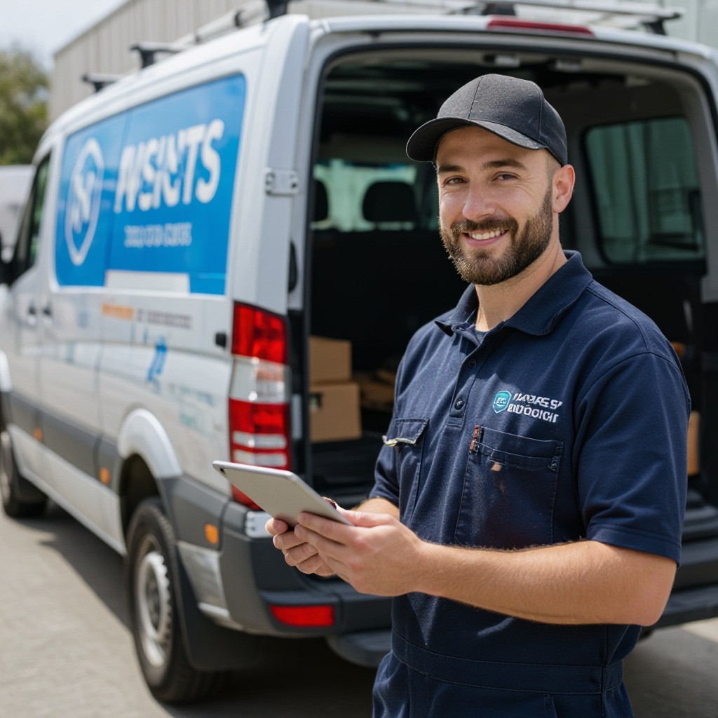 Jacksons Hill tradesperson using tablet