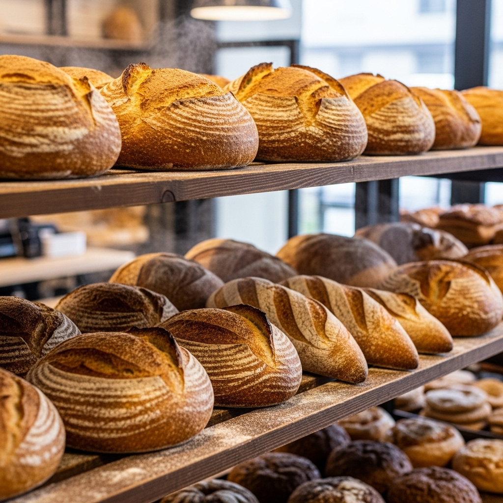 Fresh sourdough loaves