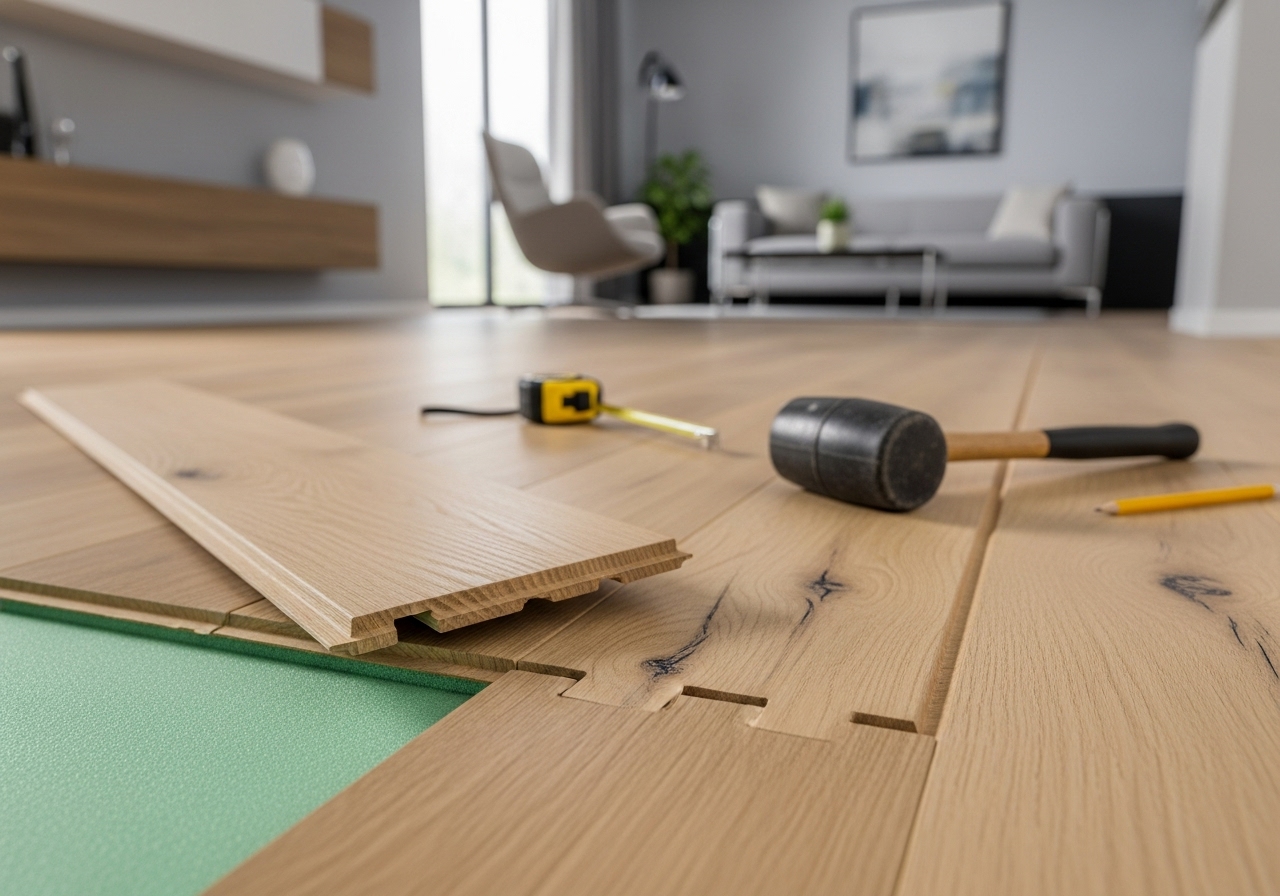 Wooden floor installation