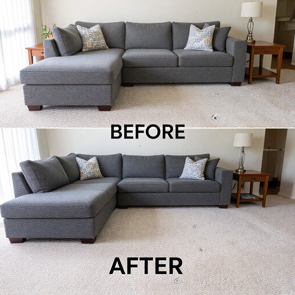 Before and after carpet cleaning