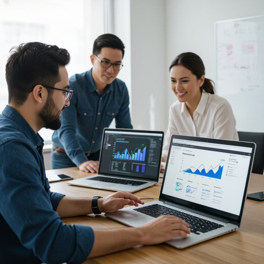 Web design team collaborating