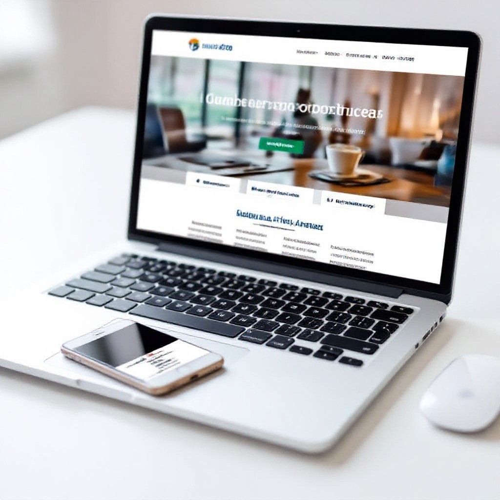 Small business website on laptop and phone