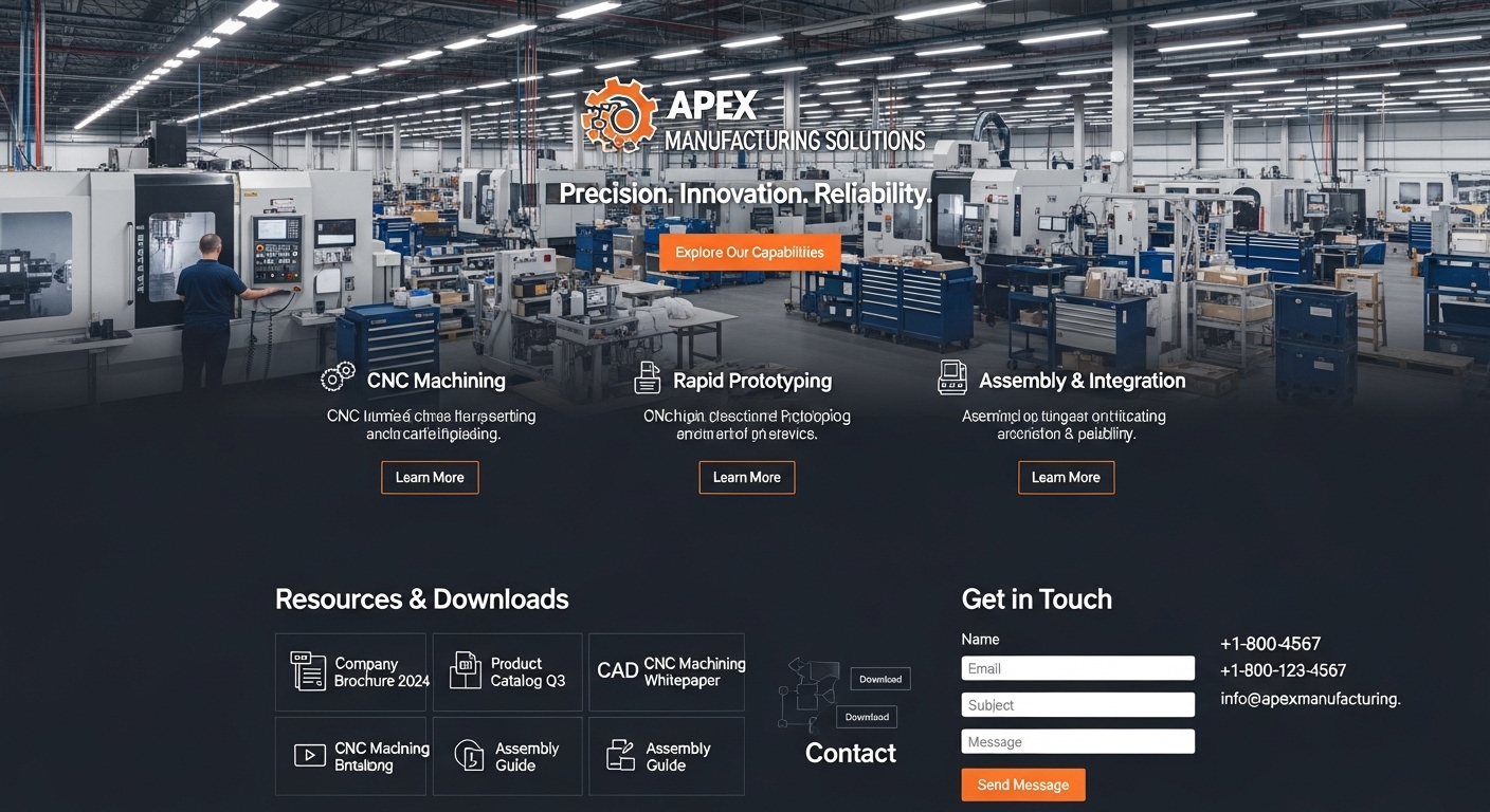 Manufacturer website mockup