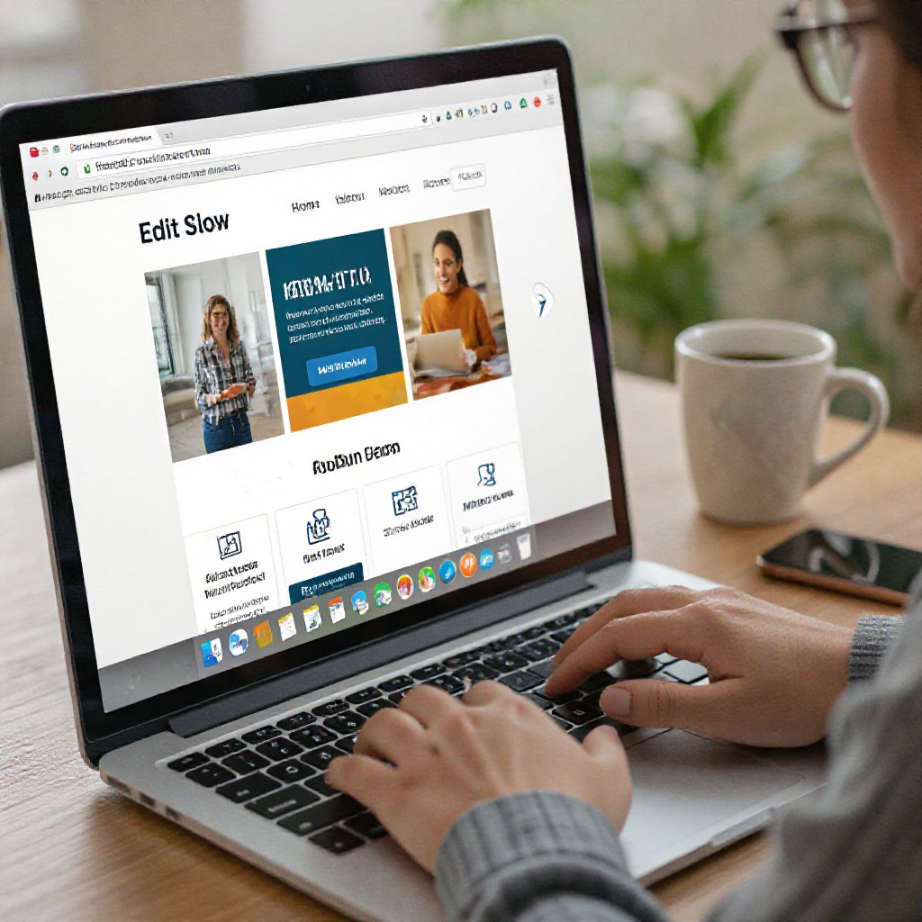 editing website on laptop