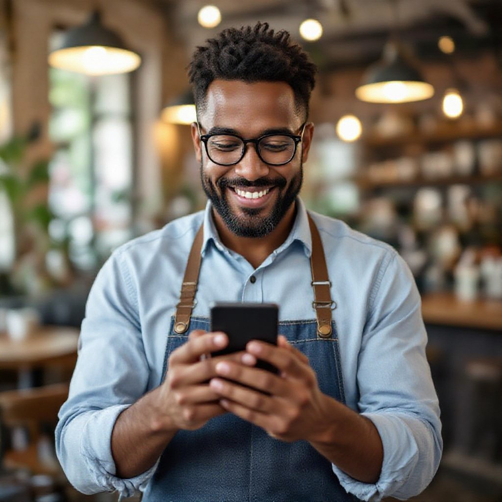 Pender business owner updating website via phone