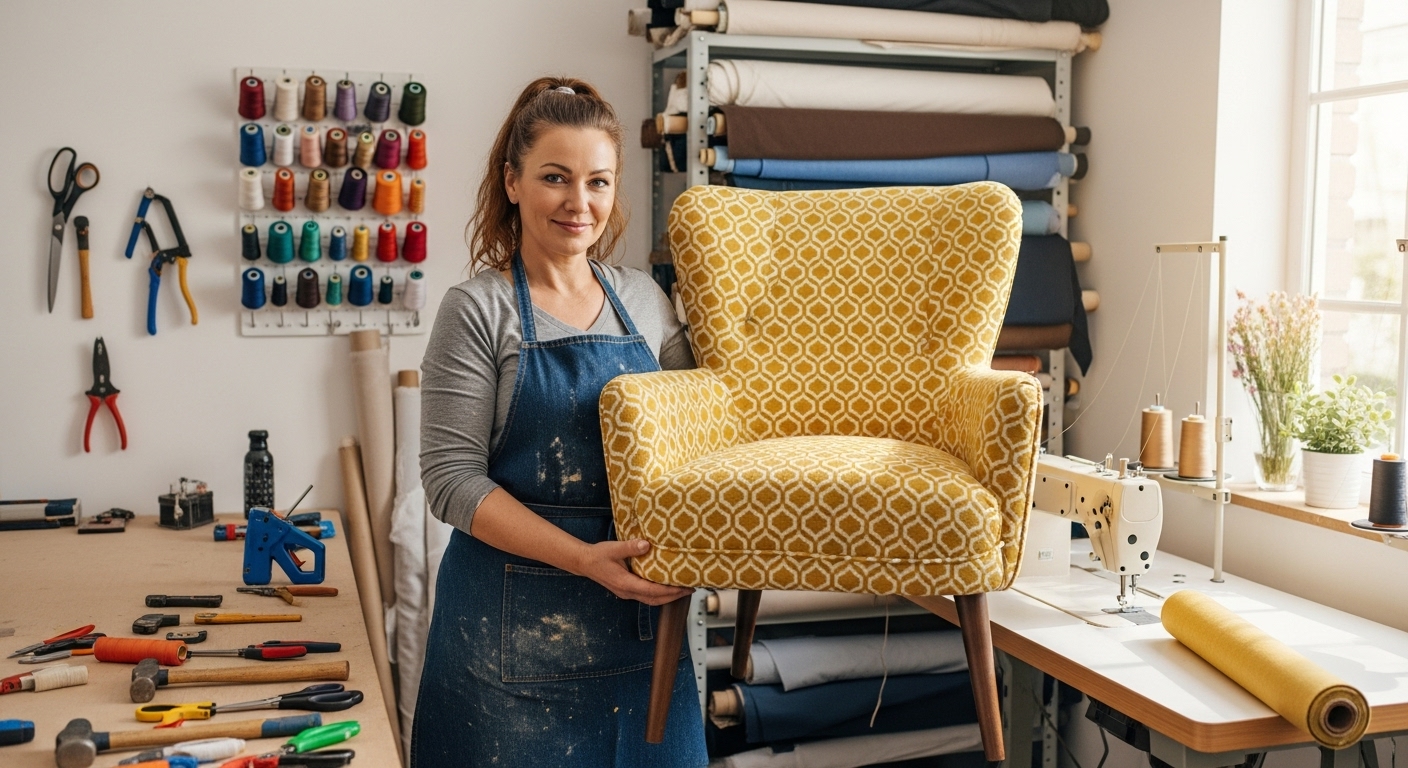 Upholstery owner with chair