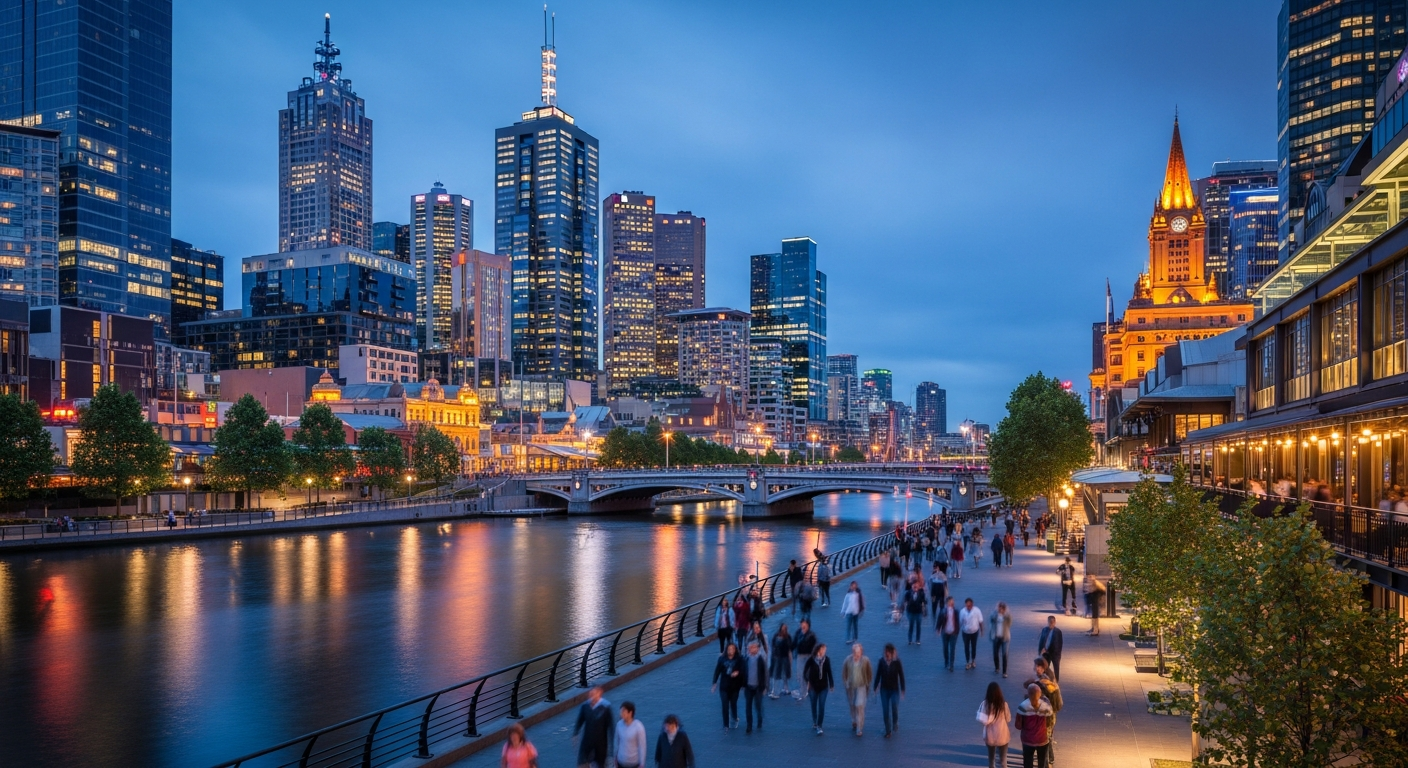 Southbank skyline along Yarra River