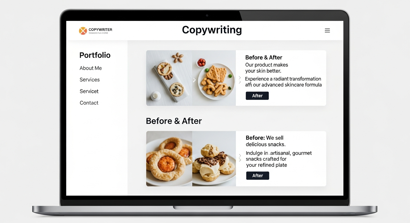 copywriting portfolio on laptop