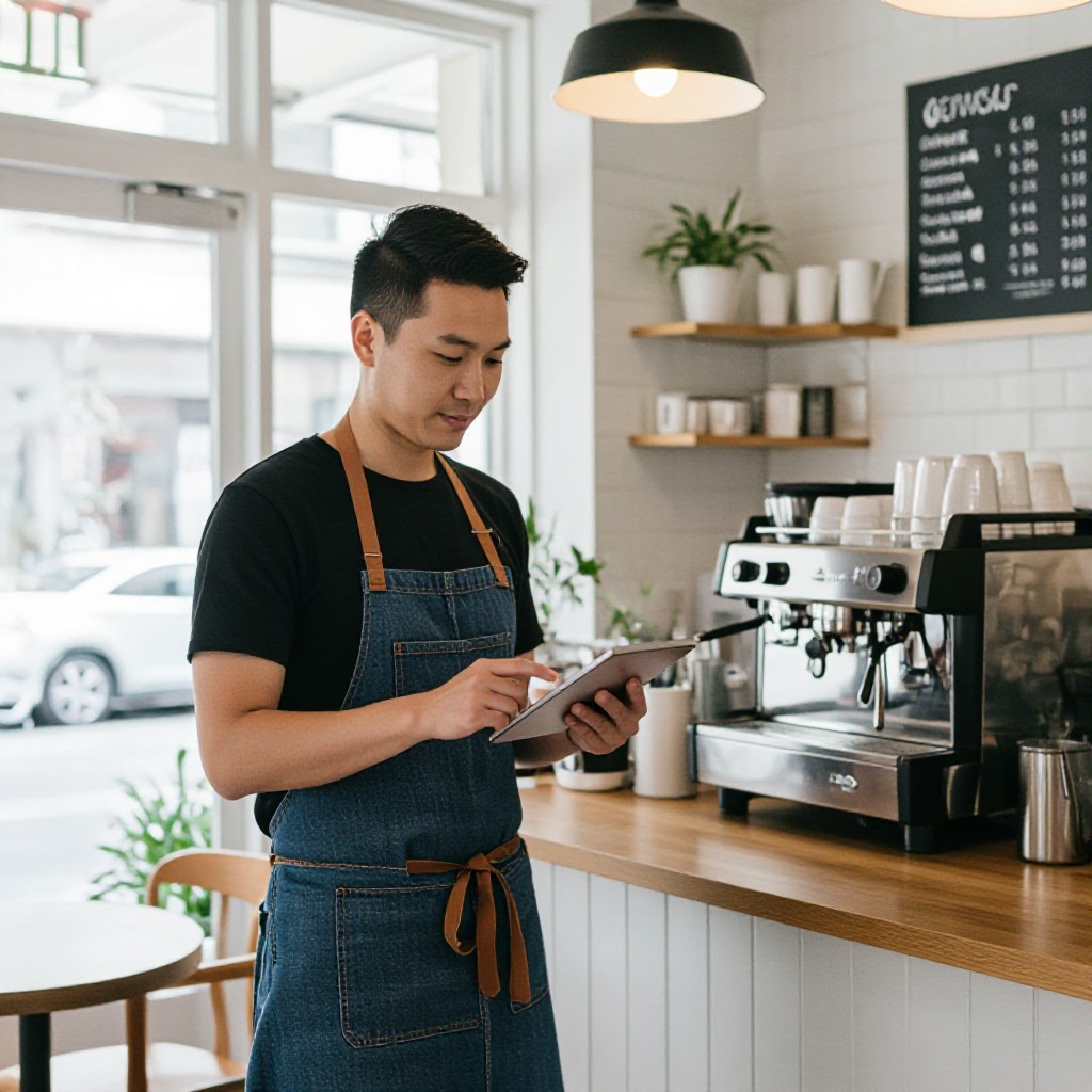 Camberwell cafe owner checking website