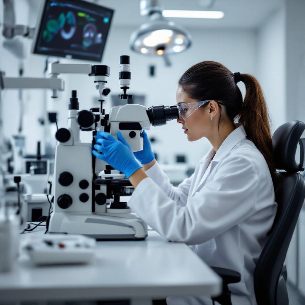 Optometrist checking patient's eyesight