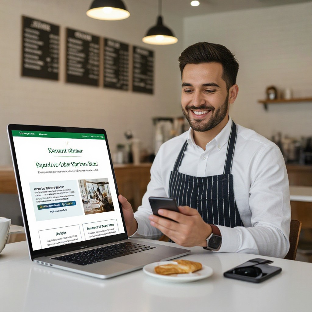 Regent business owner viewing website on mobile