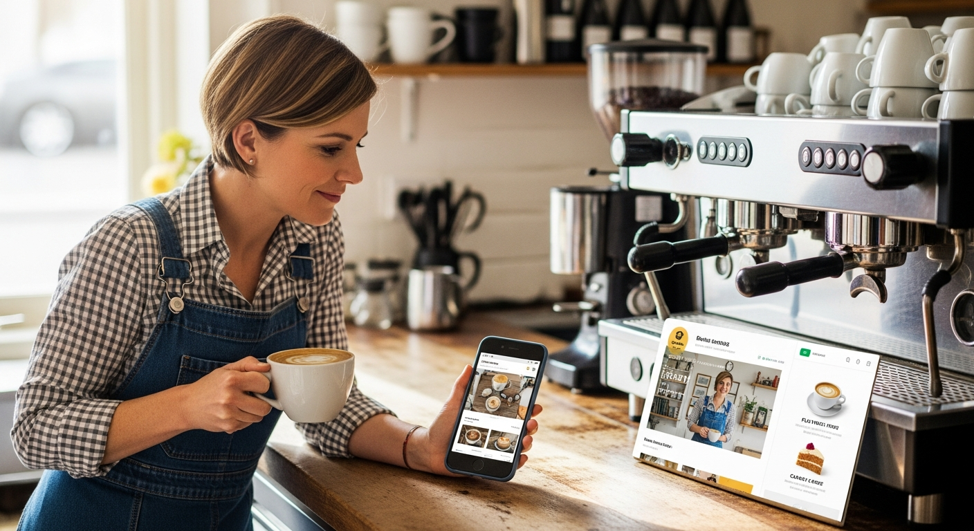 Canterbury cafe owner checking website
